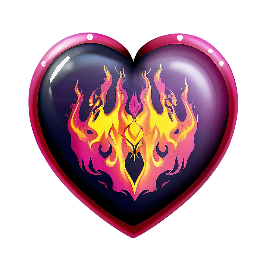 Pink Heart With Flames Png 12 PNG image