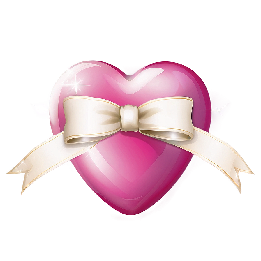 Pink Heart With Ribbon Png 05232024 PNG image