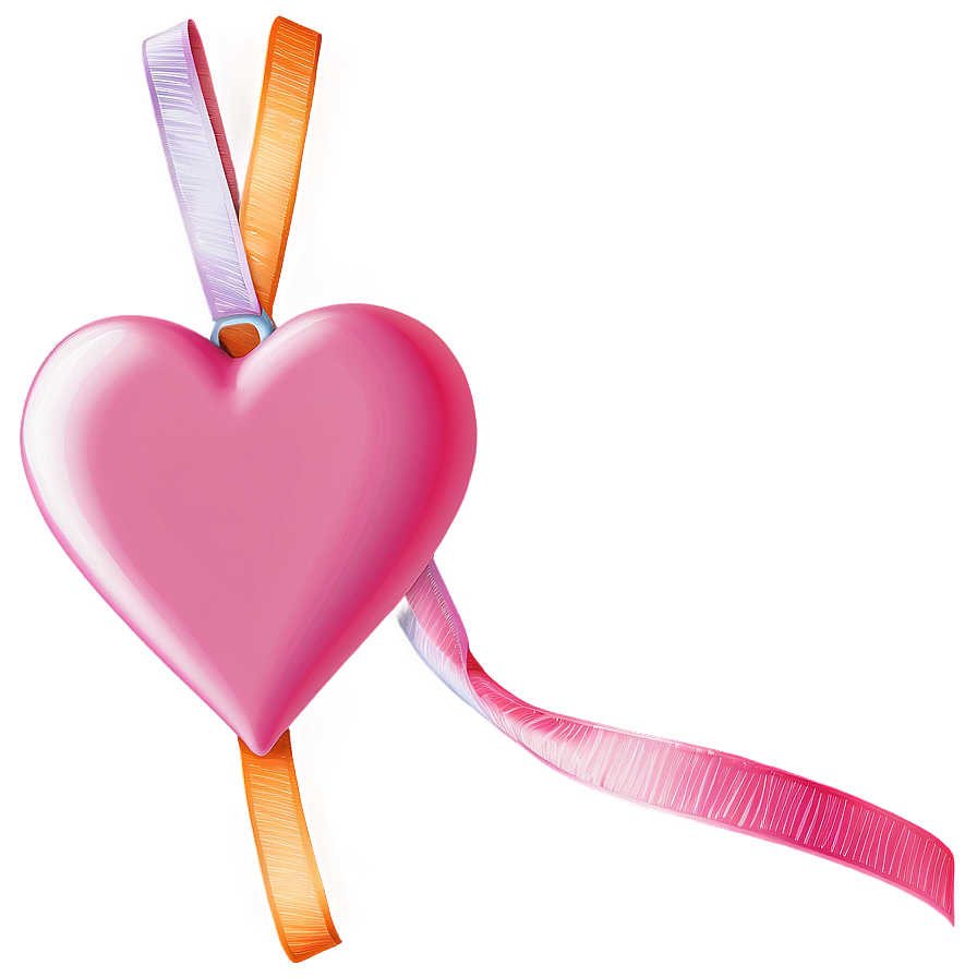 Pink Heart With Ribbon Png 71 PNG image