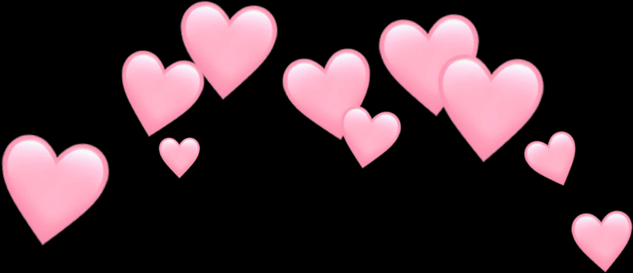 Pink Hearts Black Background PNG image