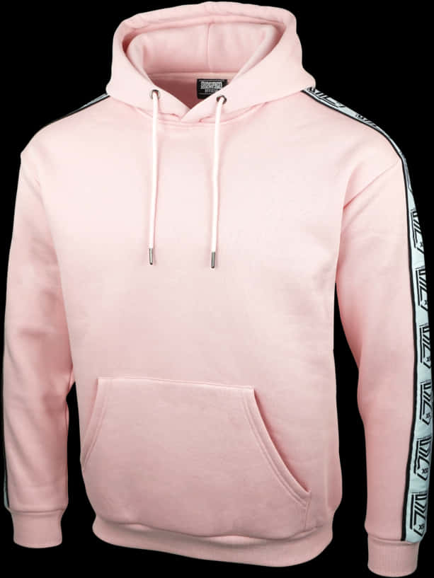 Pink Hoodiewith Branded Sleeve Tape PNG image