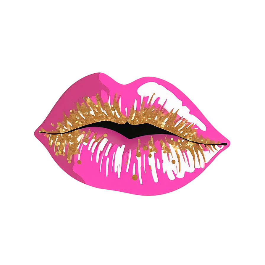 Pink Lips With Gold Glitter Png 06212024 PNG image