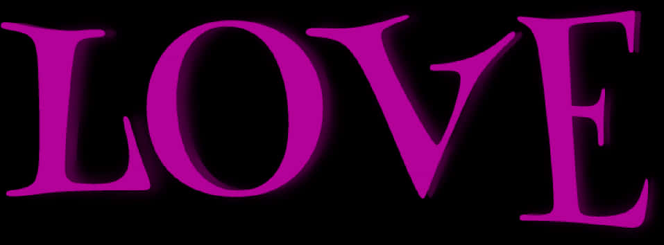 Pink Love Text Black Background PNG image