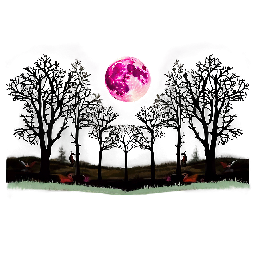 Pink Moon In Enchanted Forest Png 65 PNG image