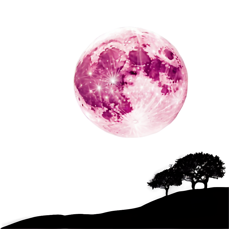 Pink Moon With Silhouette Landscape Png Rwu55 PNG image