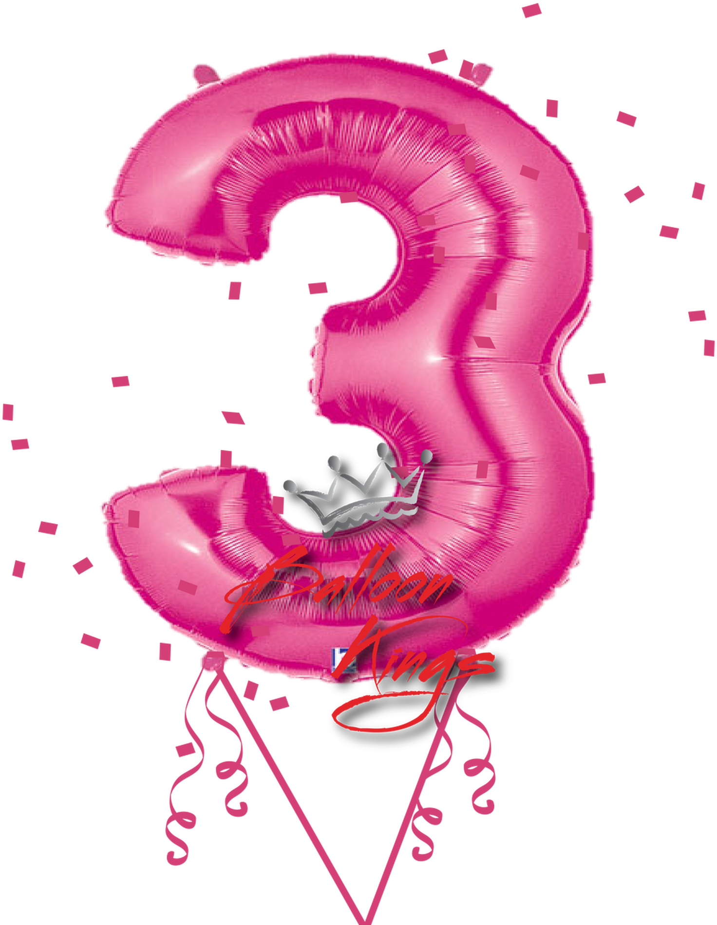 Pink Number3 Balloon PNG image