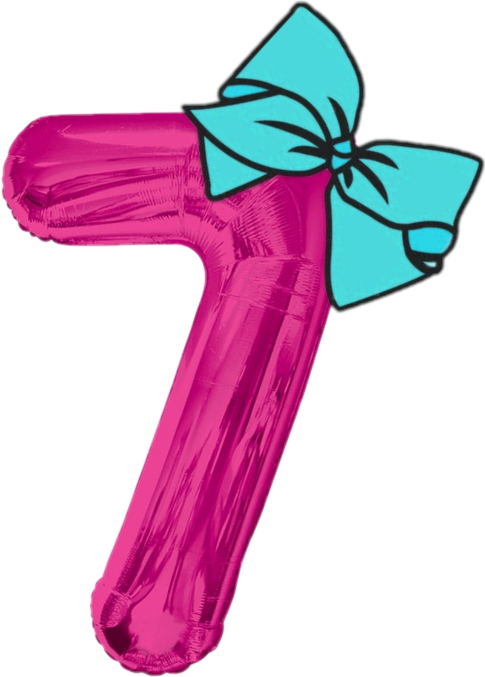 Pink Number7 Balloonwith Blue Bow PNG image