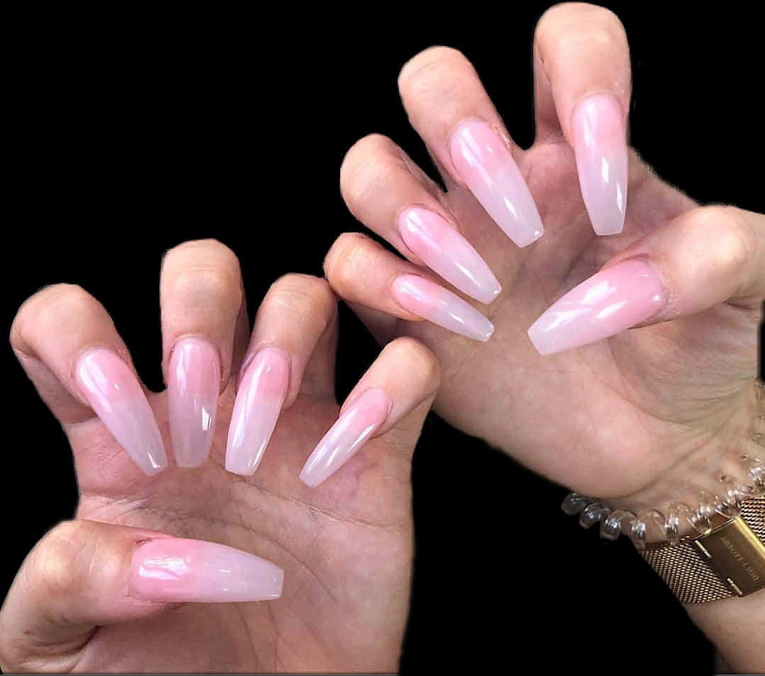 Pink Ombre Acrylic Nails PNG image
