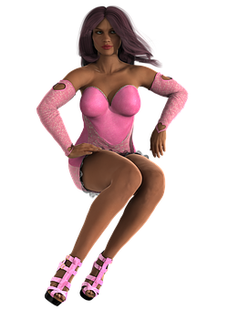Pink Outfit3 D Model PNG image