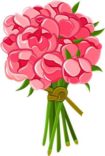 Pink Peonies Bouquet Clipart PNG image