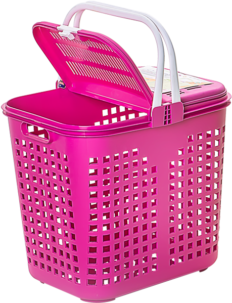 Pink Plastic Laundry Basket PNG image