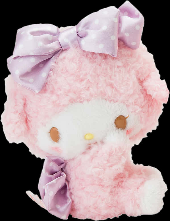 Pink Plush Sanrio Characterwith Bow PNG image