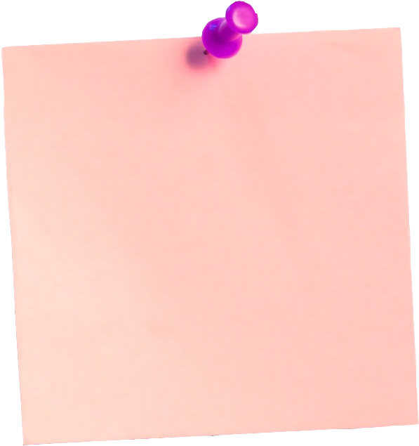 Pink Post It Notewith Purple Push Pin PNG image