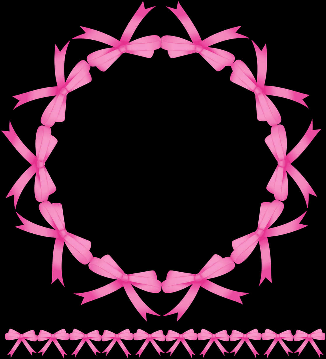 Pink Ribbon Frame Black Background PNG image