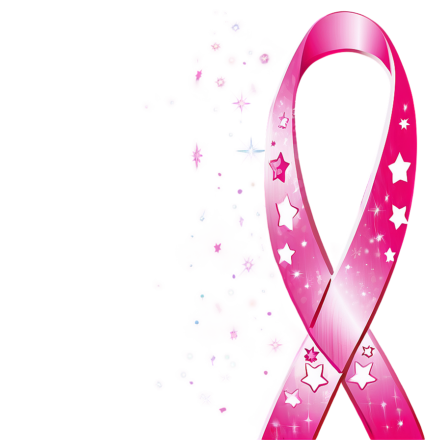 Pink Ribbon With Stars Png 05252024 PNG image