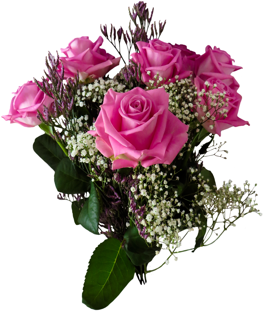 Pink Rose Birthday Bouquet PNG image