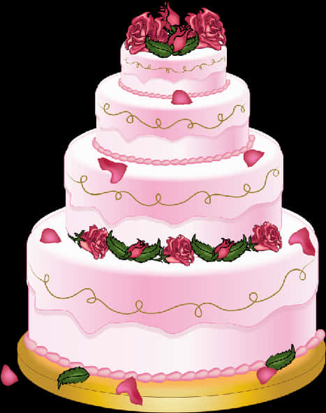 Pink Rose Tiered Cake PNG image