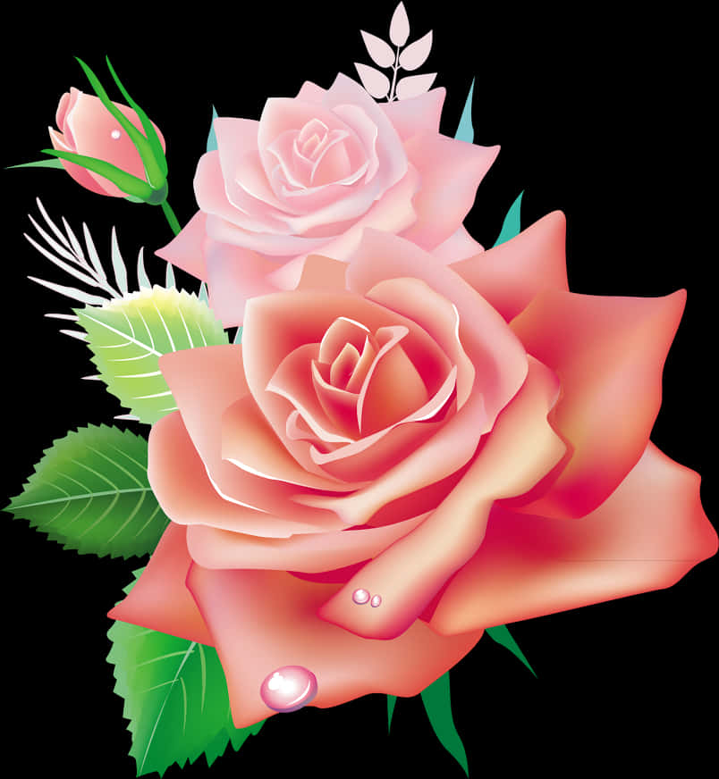 Pink Rose Vector Art PNG image