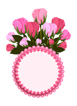 Pink Roses Blank Label Graphic PNG image