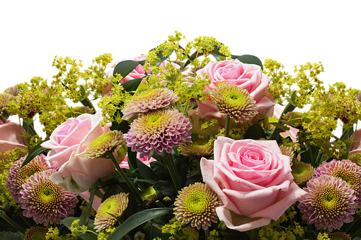 Pink Rosesand Mixed Flowers Bouquet PNG image