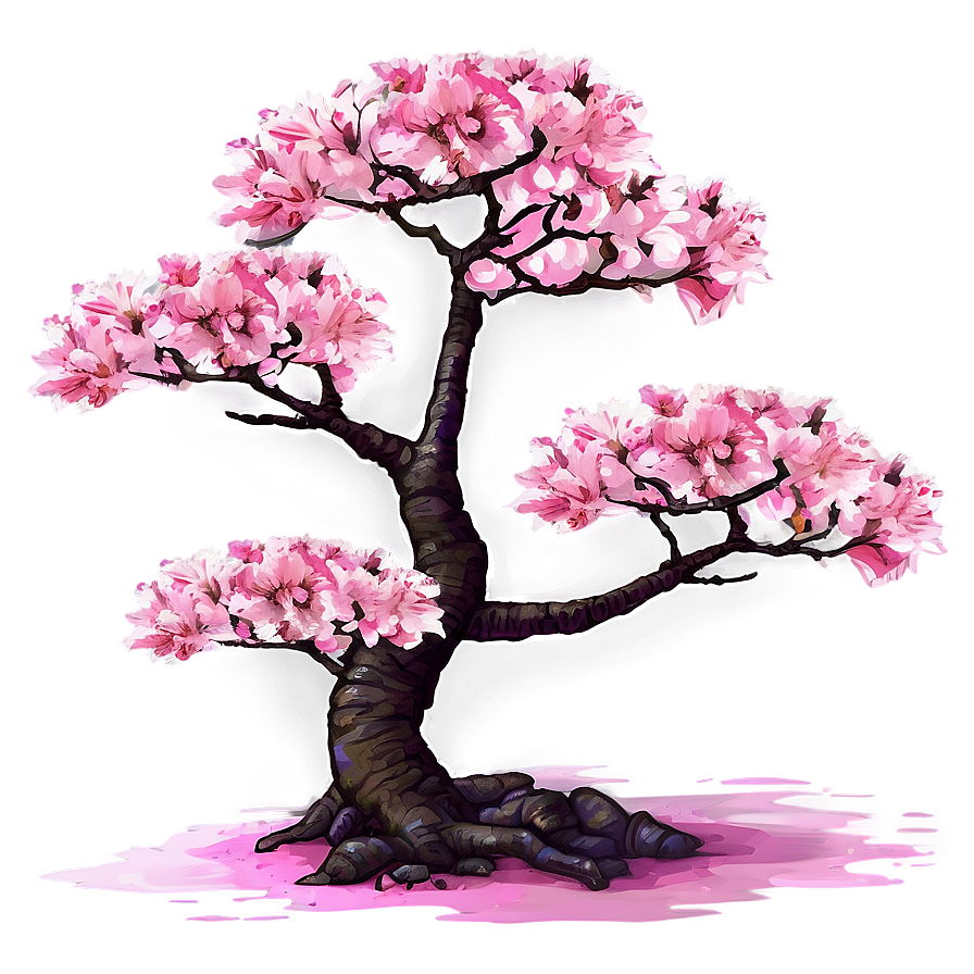 Pink Sakura Tree Landscape Png 5 PNG image