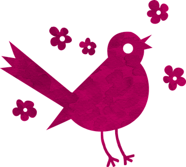 Pink Silhouette Bird Floral Background PNG image