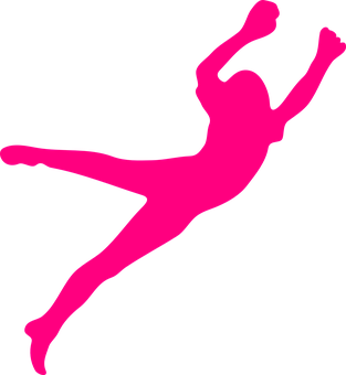 Pink Silhouette Dancer Jumping PNG image