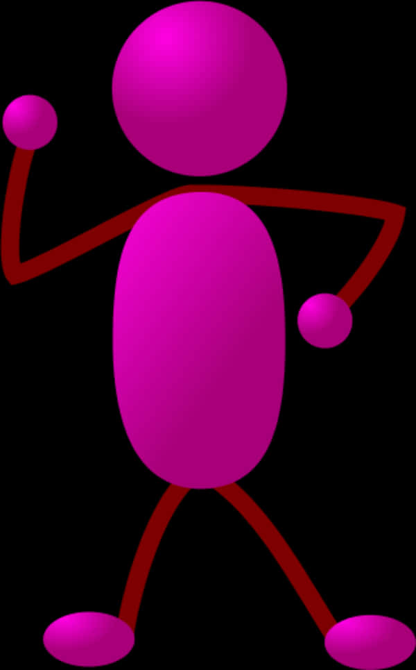 Pink Stick Figureon Black Background PNG image