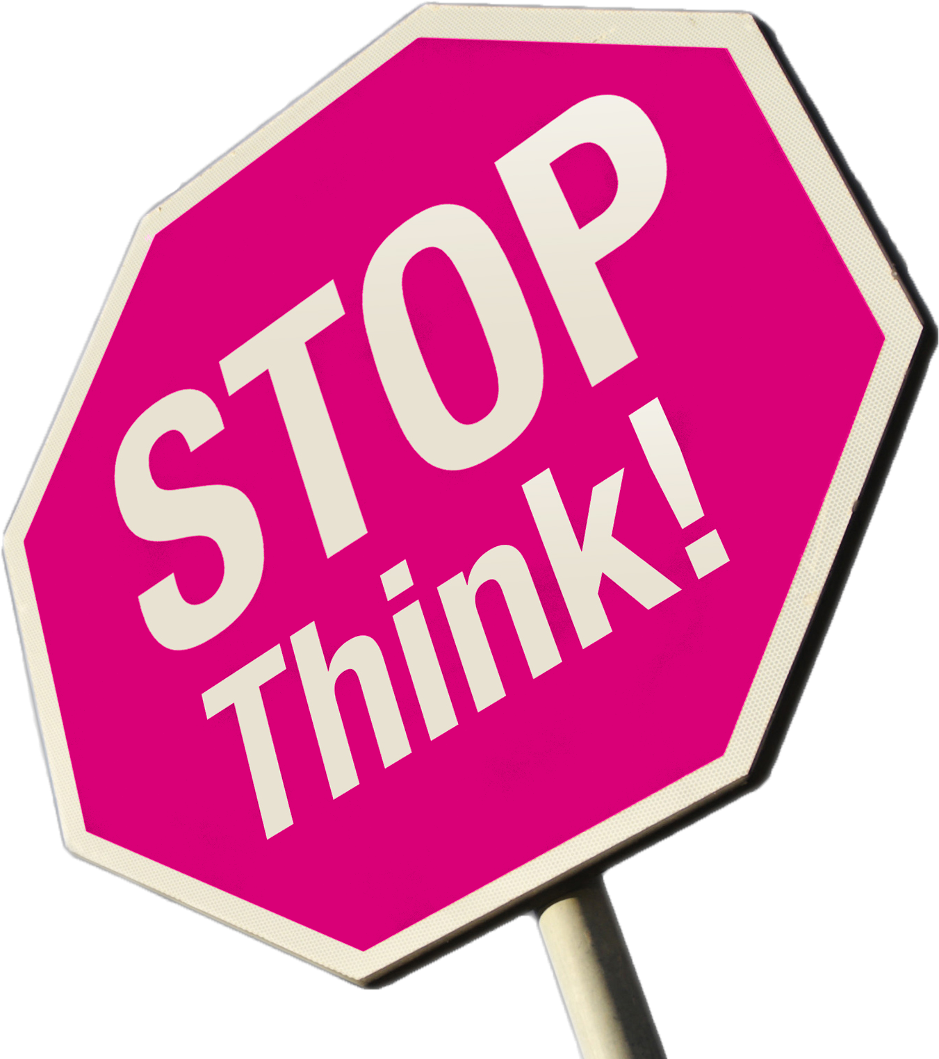 Pink Stop Think Sign PNG image