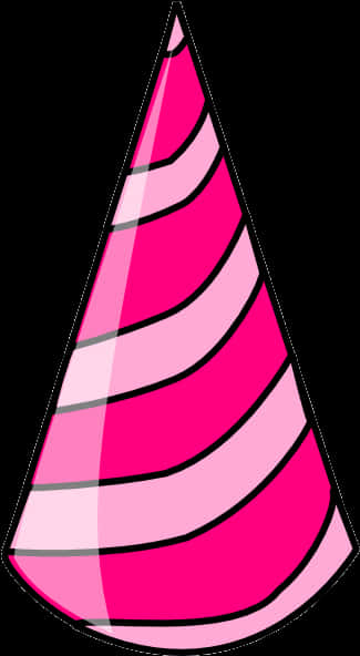Pink Striped Birthday Party Hat PNG image