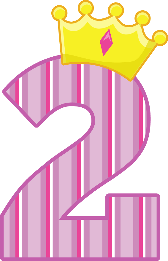 Pink Striped Number2with Crown PNG image