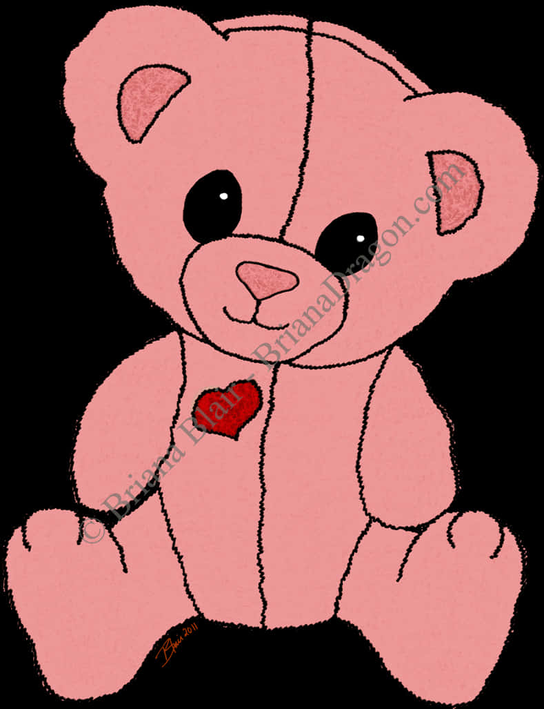 Pink Teddy Bear With Heart PNG image