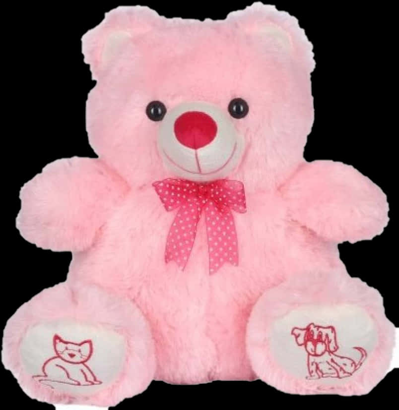 Pink Teddy Bearwith Bowand Embroidery PNG image