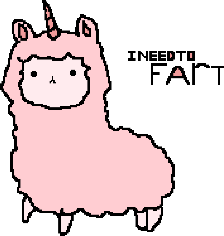 Pink Unicorn Alpaca Need To Fart PNG image