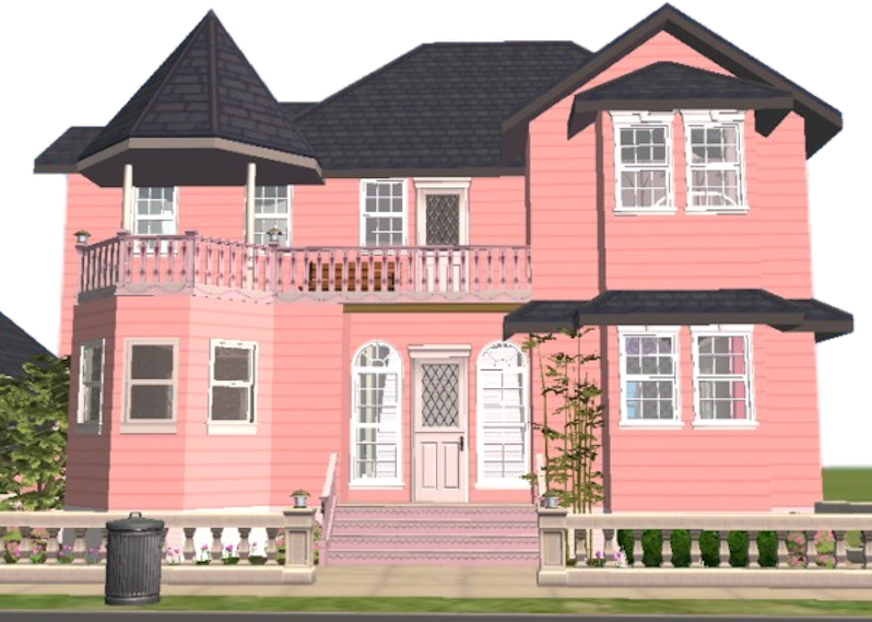 Pink Victorian Style Mansion PNG image