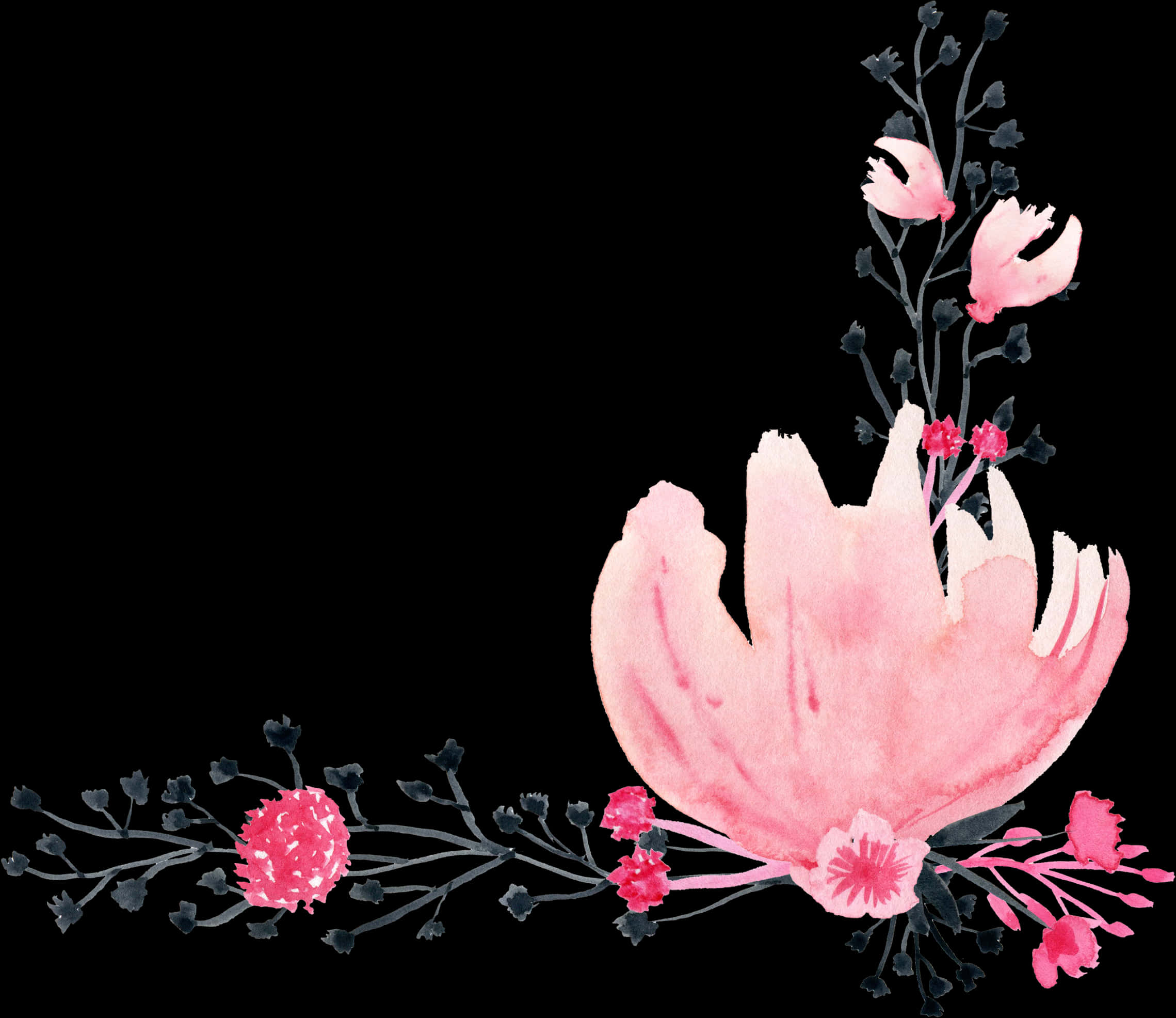 Pink Watercolor Floral Arrangement PNG image