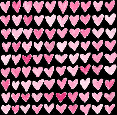 Pink Watercolor Hearts Pattern PNG image