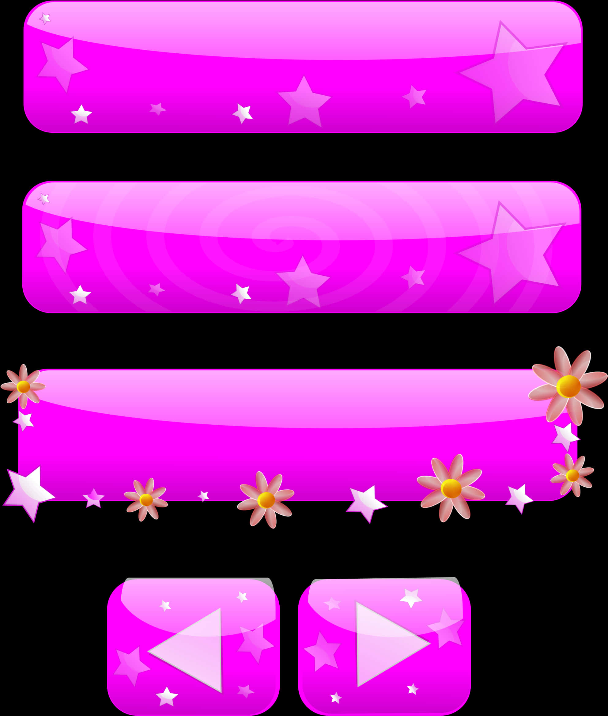 Pink Web Buttons Stars Flowers PNG image