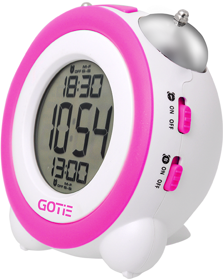 Pink White Digital Alarm Clock PNG image