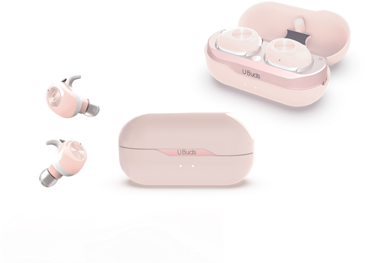 Pink Wireless Earbudsand Charging Case PNG image