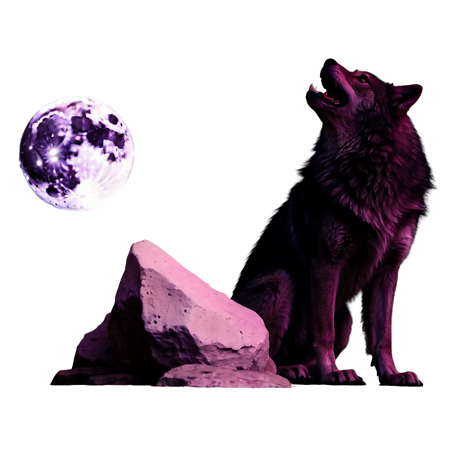 Pink Wolf Howling At Moon Png 51 PNG image