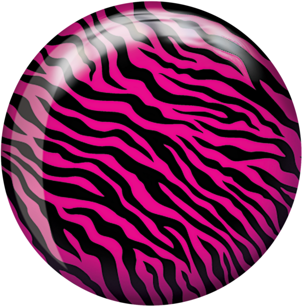 Pink Zebra Bowling Ball Design PNG image