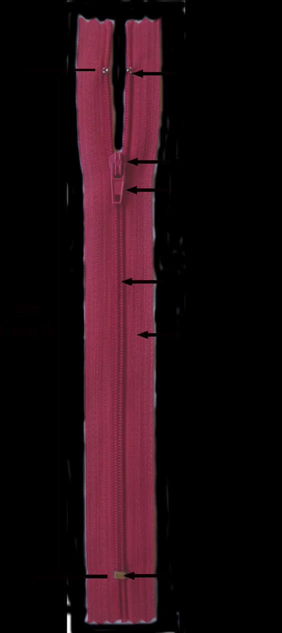 Pink Zipper Closed Black Background PNG image