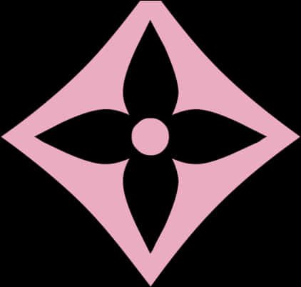 Pinkand Black Floral Emblem PNG image