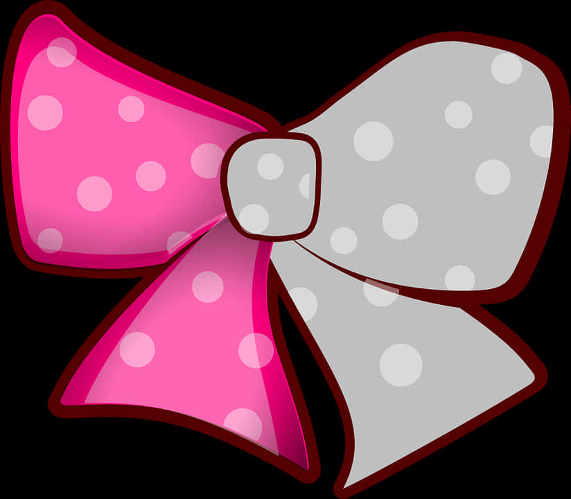 Pinkand Grey Polka Dot Bow Illustration PNG image
