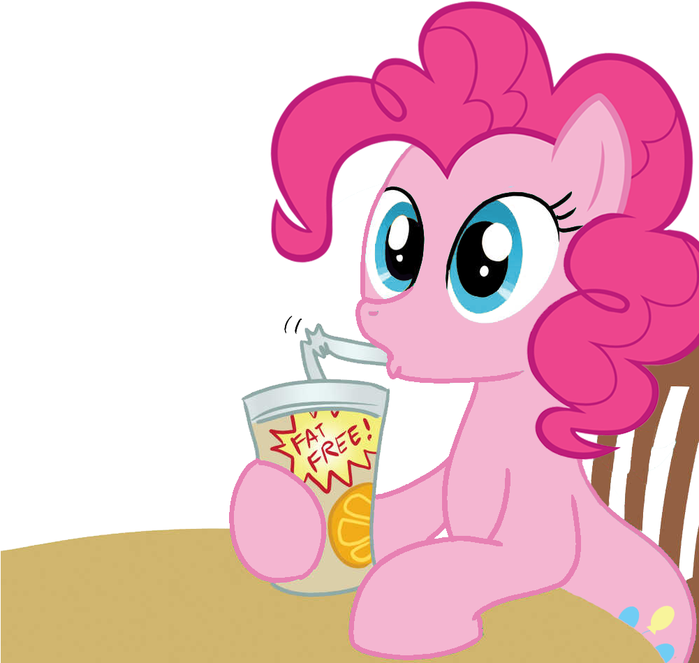 Pinkie Pie Drinking Fat Free Milkshake PNG image