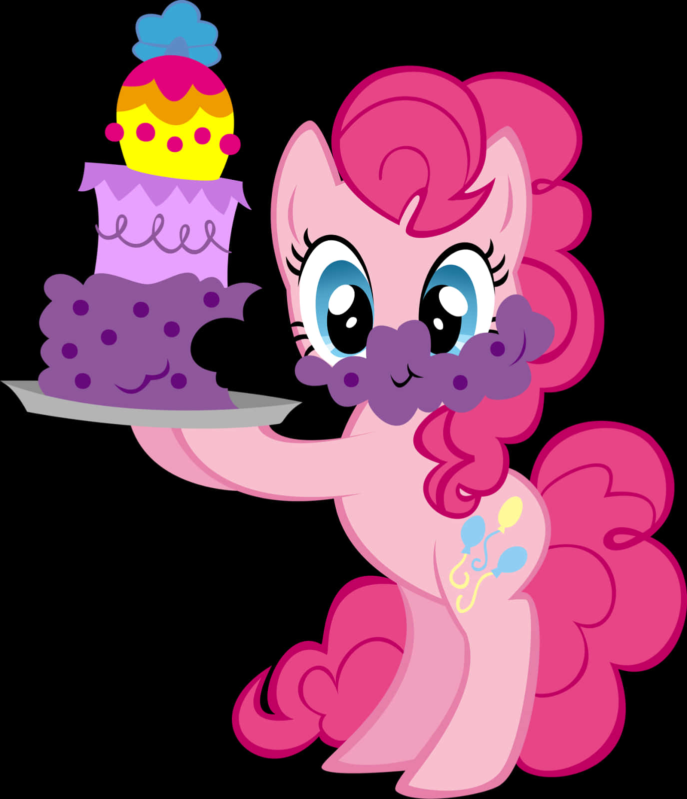 Pinkie Pie With Cake Illustration PNG image