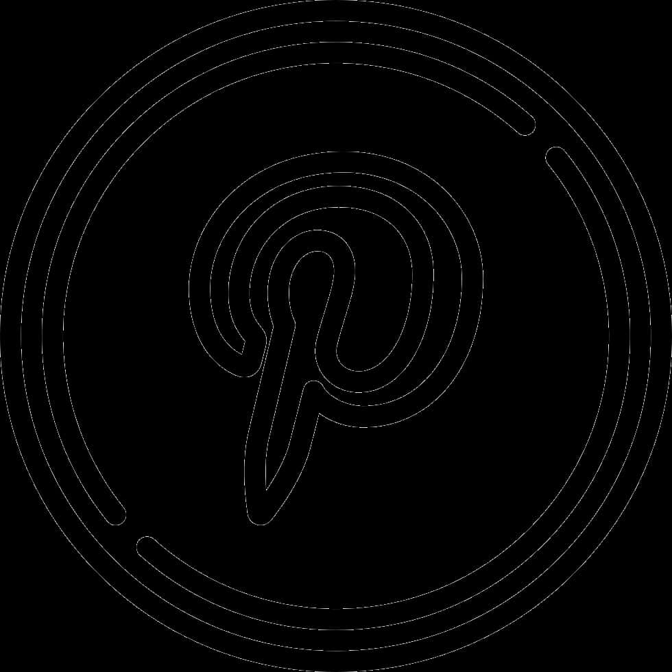 Pinterest Logo Outline Black Background PNG image