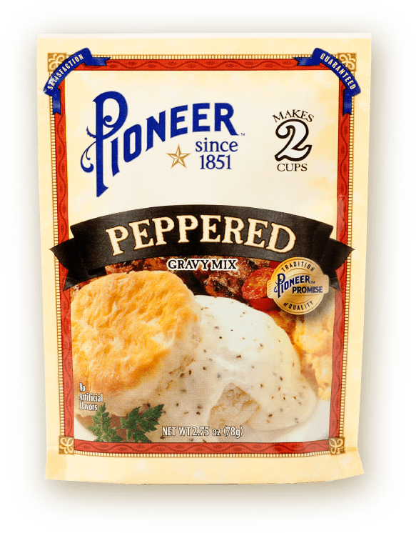 Pioneer Peppered Gravy Mix Packet PNG image