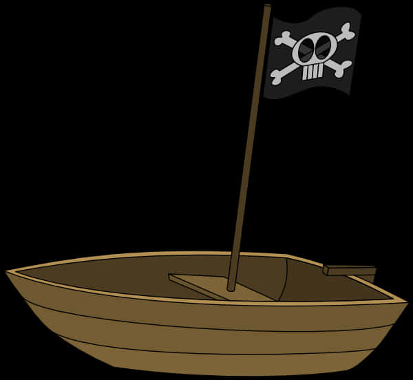 Pirate Flag Rowboat Illustration PNG image